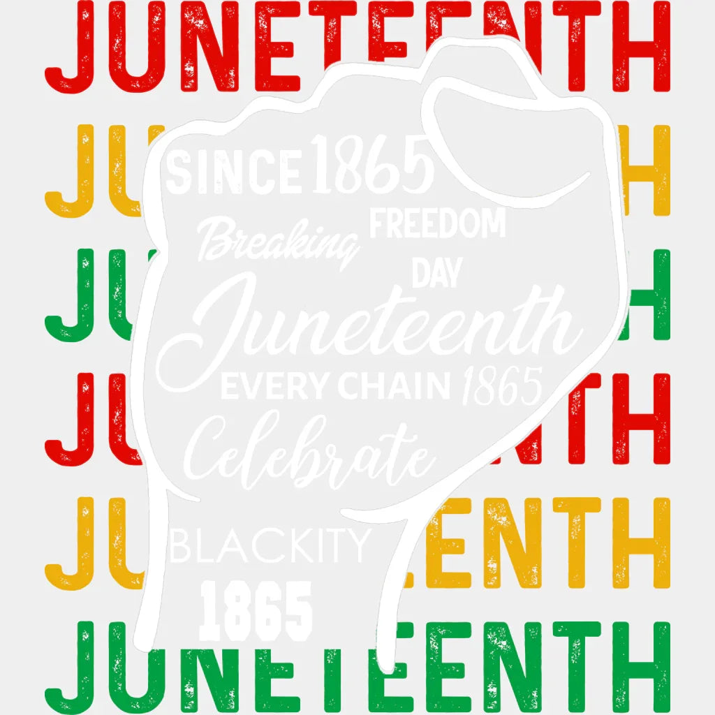 Juneteenth Breaking Freedom Day Blackity 1865 Design Dtf Transfer Adult Unisex - S & M (10’) / White