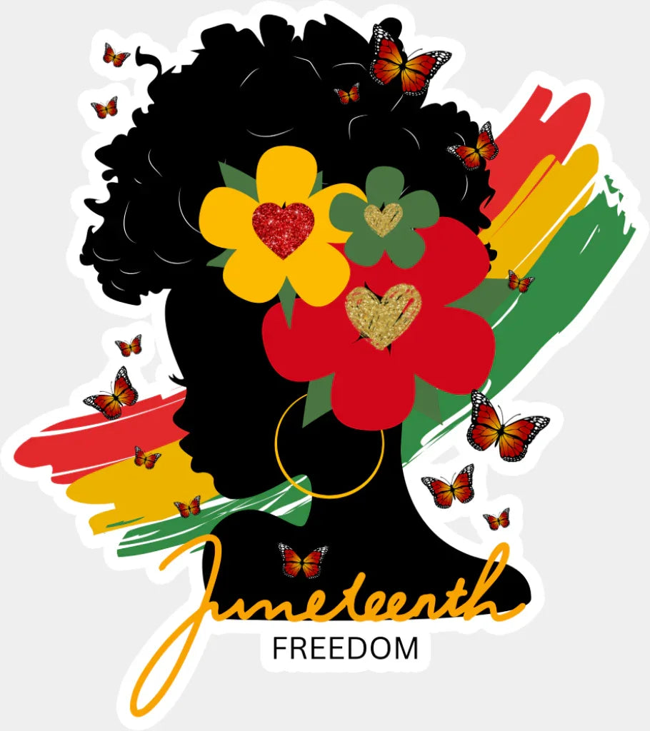 Juneteenth Freedom Flowers - Juneteenth DTF Transfer Adult Unisex - S & M (10’’) / Light Color Design (See Imaging)