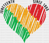 Juneteenth Green Yellow Red Heart - Juneteenth DTF Transfer Adult Unisex - S & M (10’’) / Dark Color Design (See