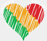 Juneteenth Green Yellow Red Heart - Juneteenth DTF Transfer Adult Unisex - S & M (10’’) / Light Color Design (See