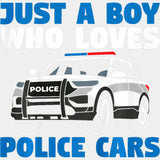 Just A Boy Who Loves Police Cars, B&W - Police DTF Transfers ready2transfer Light Color Design (See Imaging)