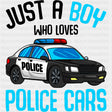 Just A Boy Who Loves Police Cars - Police DTF Transfers ready2transfer Dark Color Design (See Imaging)