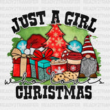 Just a Girl Christmas DTF Transfer ready2transfer