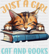 Just A Girl Who Loves Cat And Books - Cats DTF Transfer