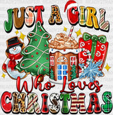 Just A Girl Who loves Christmas Design Christmas DTF Transfer ready2transfer