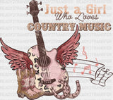 Just A Girl Who Loves Country Music Dtf Transfer