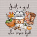 Just A Girl Who Loves Fall DTF Transfer ready2transfer Black