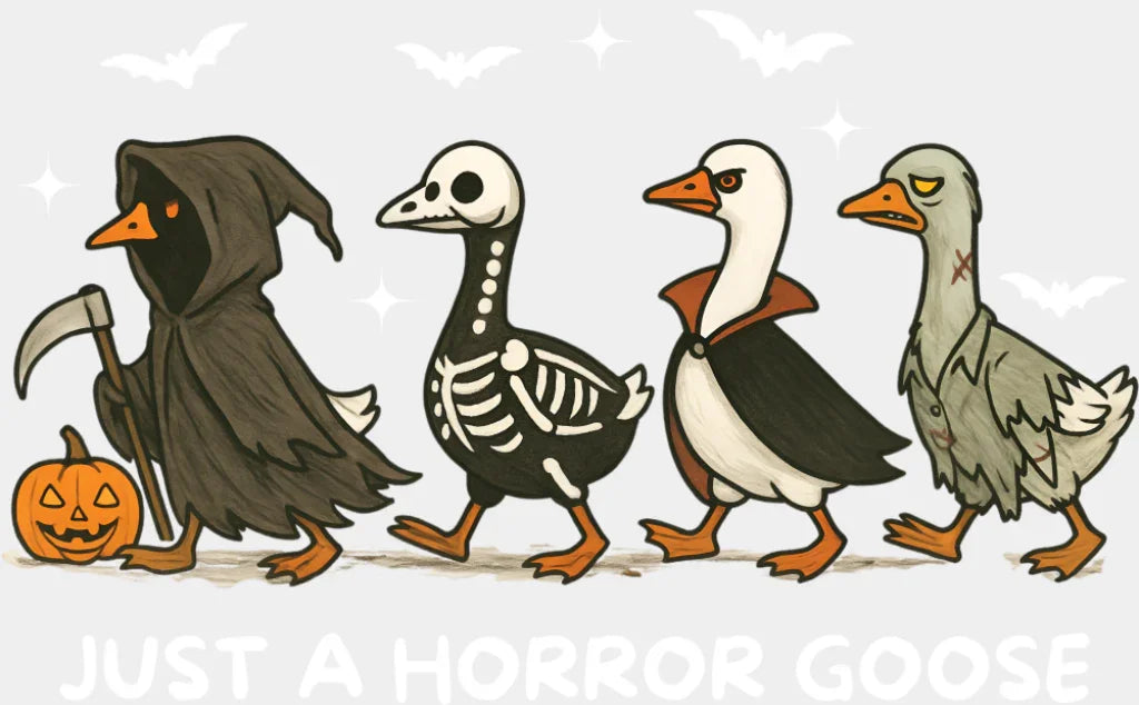 Just A Horror Goose & Bats - Halloween DTF Transfer ready2transfer Light Color Design (See Imaging)