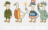 Just A Patriotic Goose - 4th Of July DTF Transfer Adult Unisex - S & M (10’’) / Light Color Design (See Imaging)