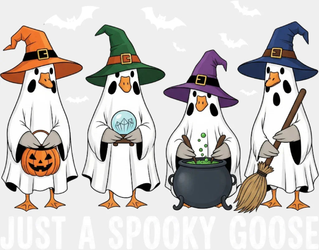 Just A Spooky Goose B&W Bats - Halloween DTF Transfer ready2transfer Light Color Design (See Imaging)