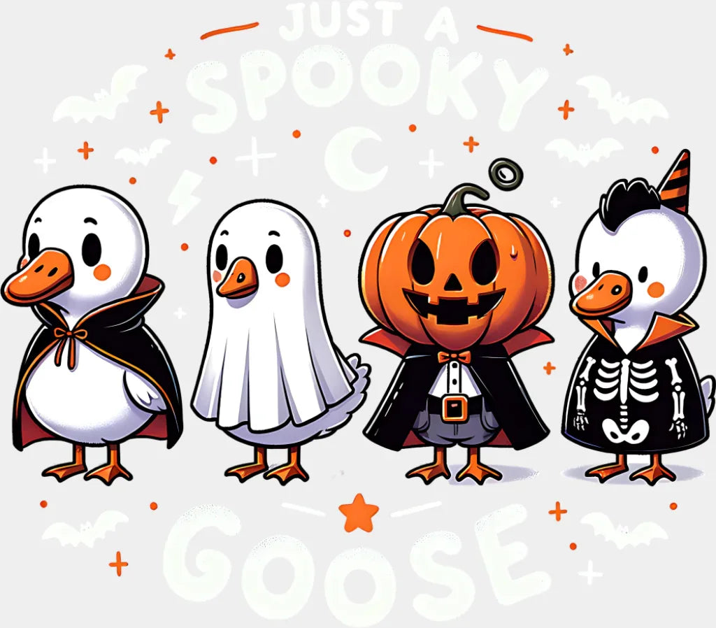 Just A Spooky Goose Cute Design Halloween DTF Transfer Adult Unisex S & M (10’’) / Light Color Design (See Imaging)