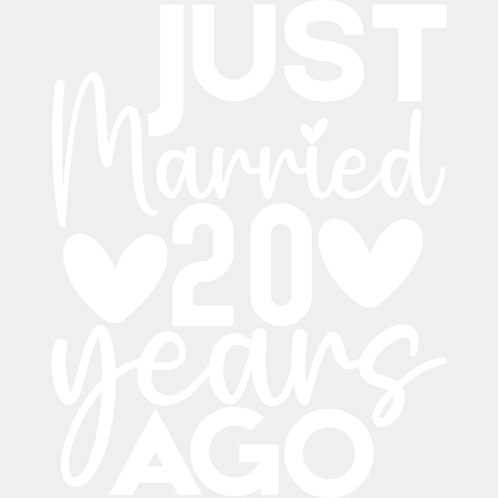 Just Married 20 Years Ago - Anniversary DTF Transfer ready2transfer Light Color Design (See Imaging)