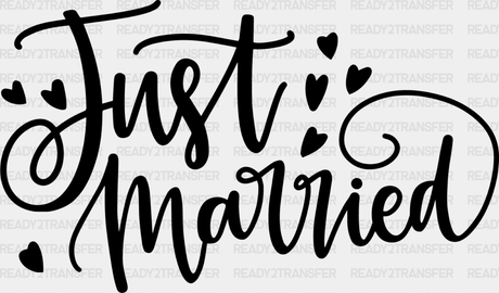 Just Married Cursive Design - Honeymoon Iron On Dtf Transfer Adult Unisex S & M (10’’) / Dark