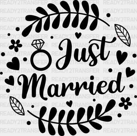 Just Married Leaf Design - Honeymoon Iron On Dtf Transfer Adult Unisex S & M (10’’) / Dark