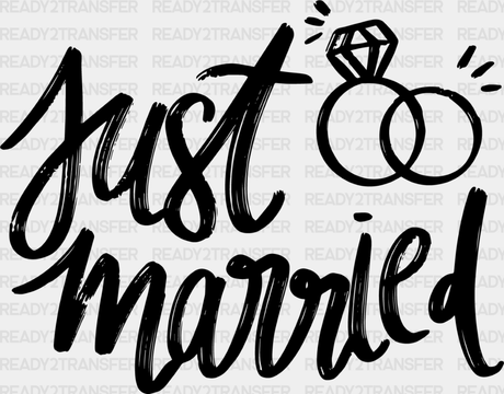 Just Married Ring Design - Honeymoon Iron On Dtf Transfer Adult Unisex S & M (10’’) / Dark