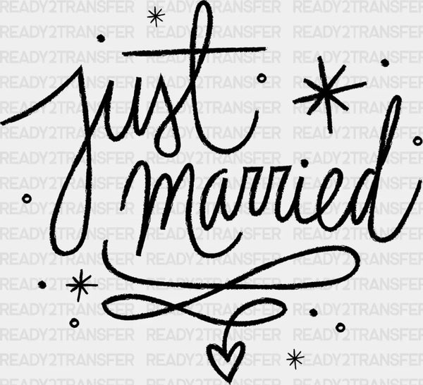 Just Married Star Design - Honeymoon Iron On DTF Transfer