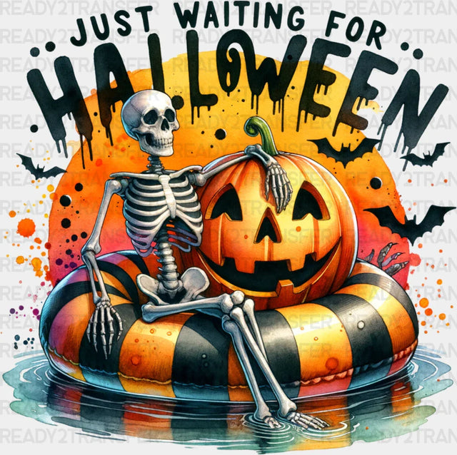 Just Waiting For Halloween Dtf Transfer Adult Unisex - S & M (10’) / Black