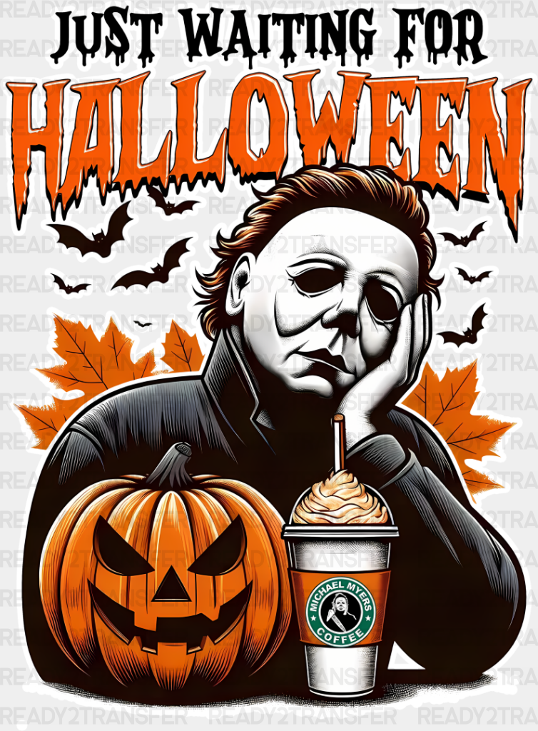 Just Waiting For Halloween - Iron On Dtf Transfer Adult Unisex S & M (10’’) / Light Color