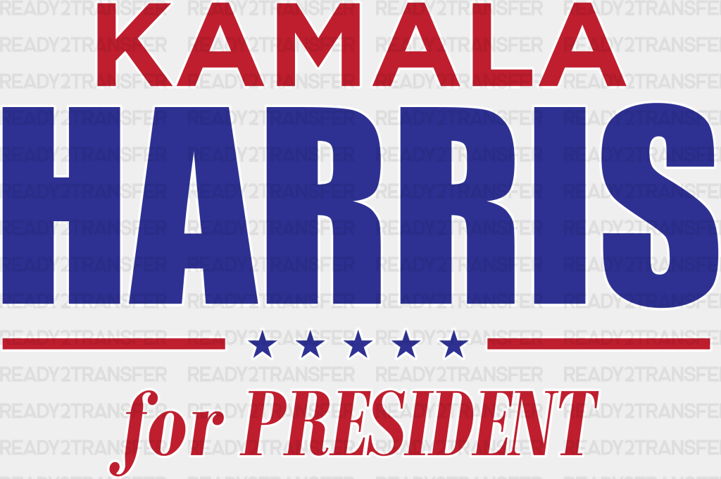 Kamala Harris For President - Election 2024 Dtf Transfer Adult Unisex S & M (10’) / White