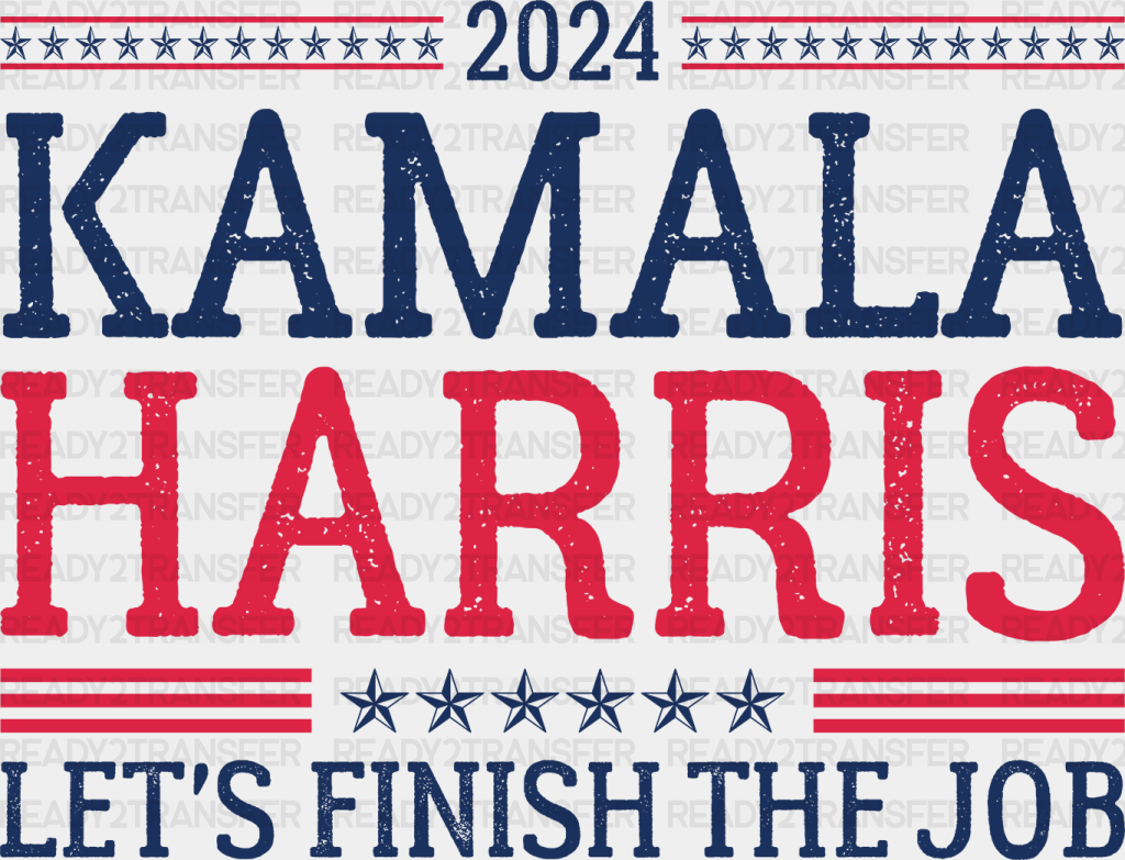 Kamala Harris Let’s Finish The Job - Election 2024 Dtf Transfer Adult Unisex S & M (10’) / Black