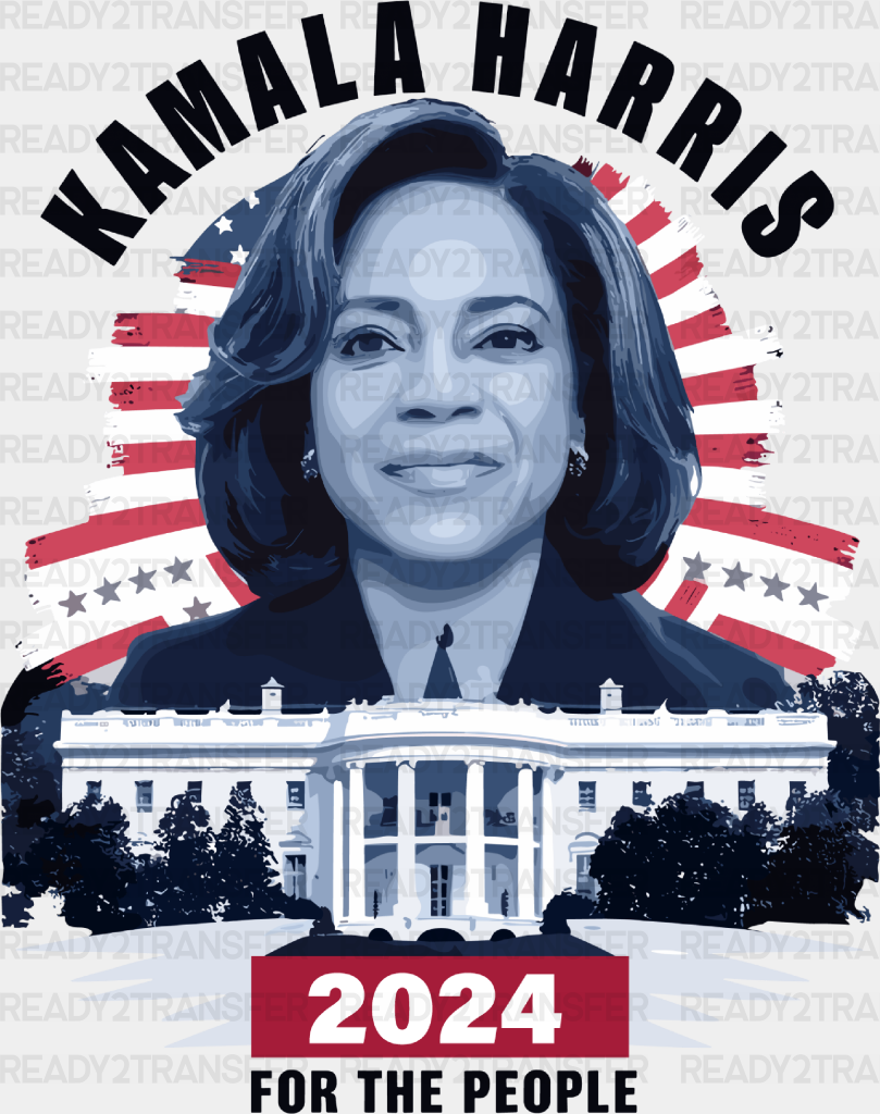 Kamala Harris White House Design - Election 2024 Dtf Transfer Adult Unisex S & M (10’) / Black