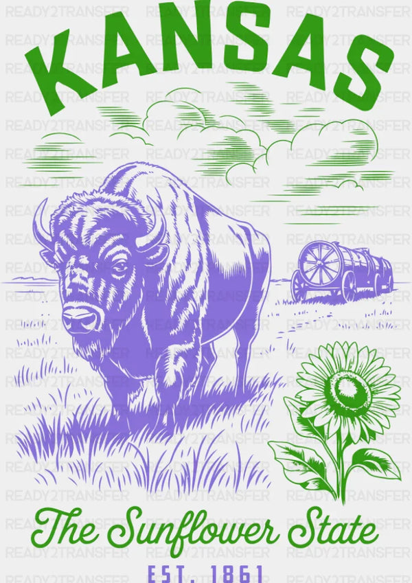 Kansas The Sunflower State - States & Cities DTF Transfer