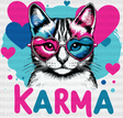 Karma Heart Glasses Cat Design - Cats Iron On Dtf Transfer