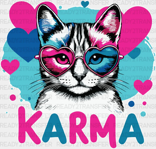 Karma Heart Glasses Cat Design - Cats Iron On DTF Transfer