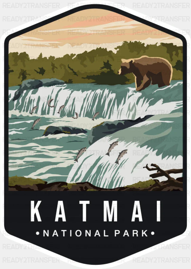 Katmai National Park Colorful Design - National Parks DTF Transfer ready2transfer