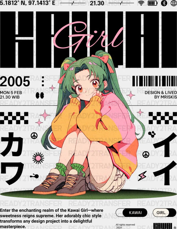 Kawai Girl - Anime DTF heat transfer