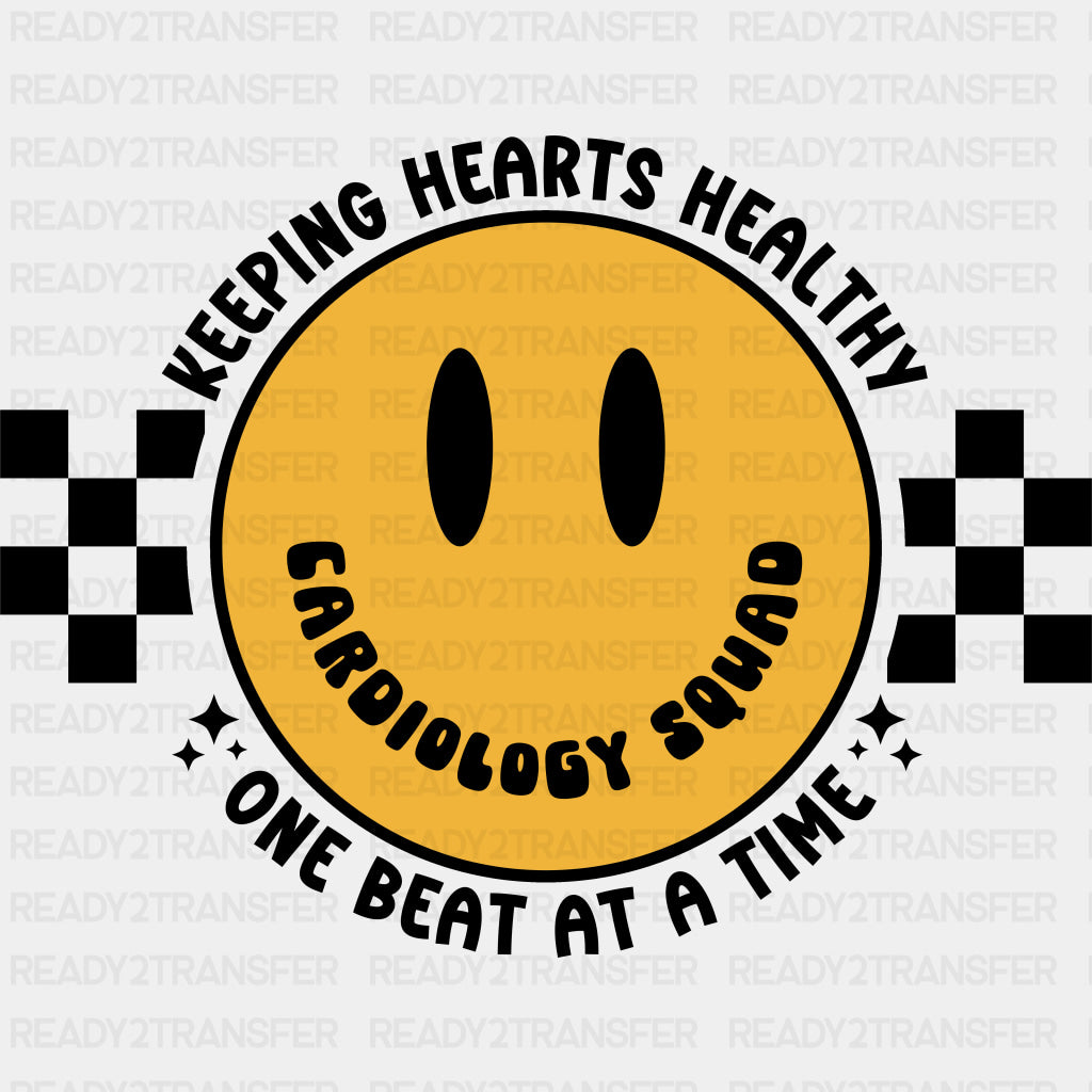 Keeping Hearts Healthy - Cardiac Nurse DTF Transfers ready2transfer Dark Color Design (See Imaging)