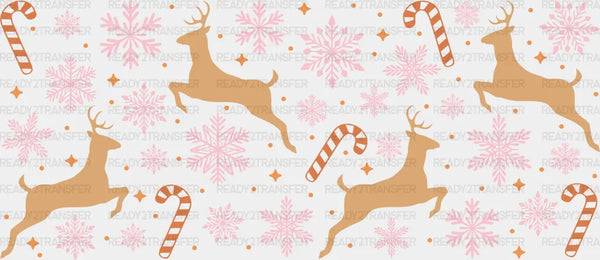 Khaki Reindeer Design - Christmas Cup Wrap UV Sticker Permanent UV DTF Decal