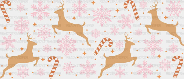 Khaki Reindeer Design - Christmas Cup Wrap Uv Sticker Permanent Dtf Decal