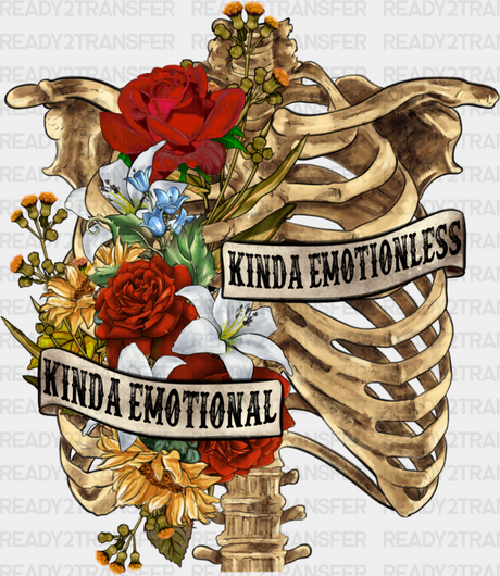 Kinda Emotional Flower Skeleton Design - Iron On Dtf Transfer