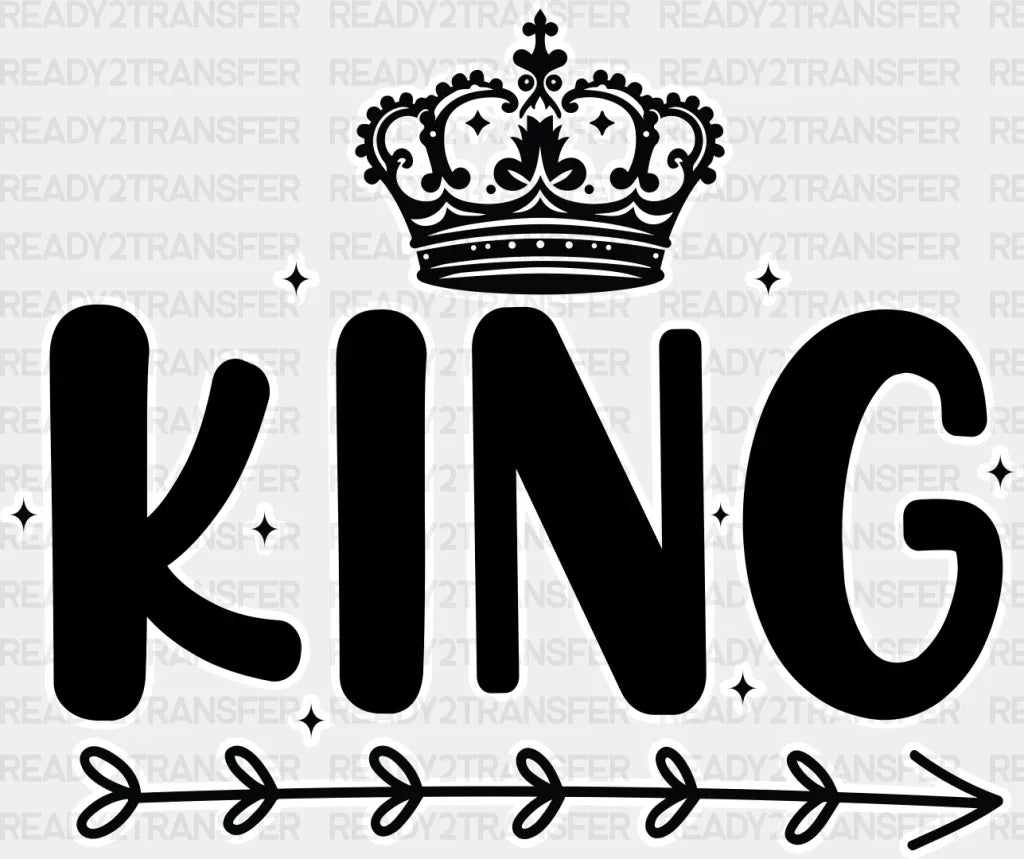 King And Queen - King-Queen Dtf Heat Transfer Adult Unisex S & M (10’’) / Dark Color Design