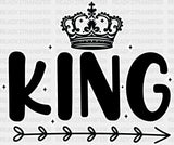 King And Queen - King-Queen Dtf Heat Transfer Adult Unisex S & M (10’’) / Dark Color Design