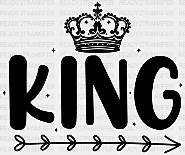 King And Queen - King-Queen Dtf Heat Transfer Adult Unisex S & M (10’’) / Dark Color Design