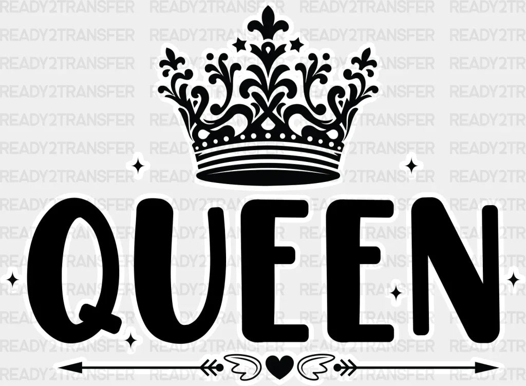King And Queen - King-Queen Dtf Heat Transfer Adult Unisex S & M (10’’) / Light Color Design