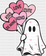 Kiss Love Be Mine Ghost - Valentine’s Day DTF Transfer Adult Unisex - S & M (10’’) / Dark Color Design (See Imaging)