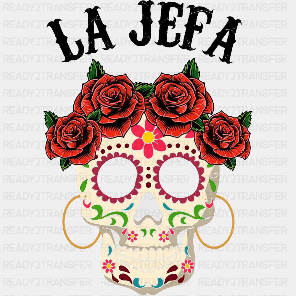 La Jefa - Day of the Dead DTF Transfers ready2transfer Dark Color Design (See Imaging)