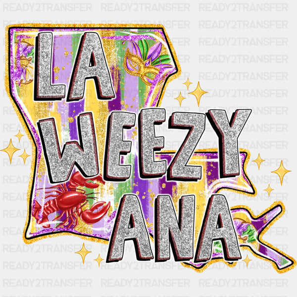 La Weezyy Ana Louisiana Map - Mardi Gras DTF Transfers