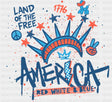 Land Of The Free America Red White & Blue - 4th Of July DTF Transfer