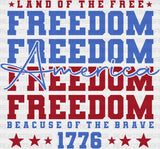 Land Of The Free Because Brave - 4Th July Dtf Transfer Adult Unisex S & M (10’’) / Light Color