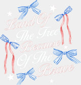 Land Of The Free Because Of The Brave Ribbons & Stars - 4th Of July DTF Transfer ready2transfer Light Color Design (See Imaging)