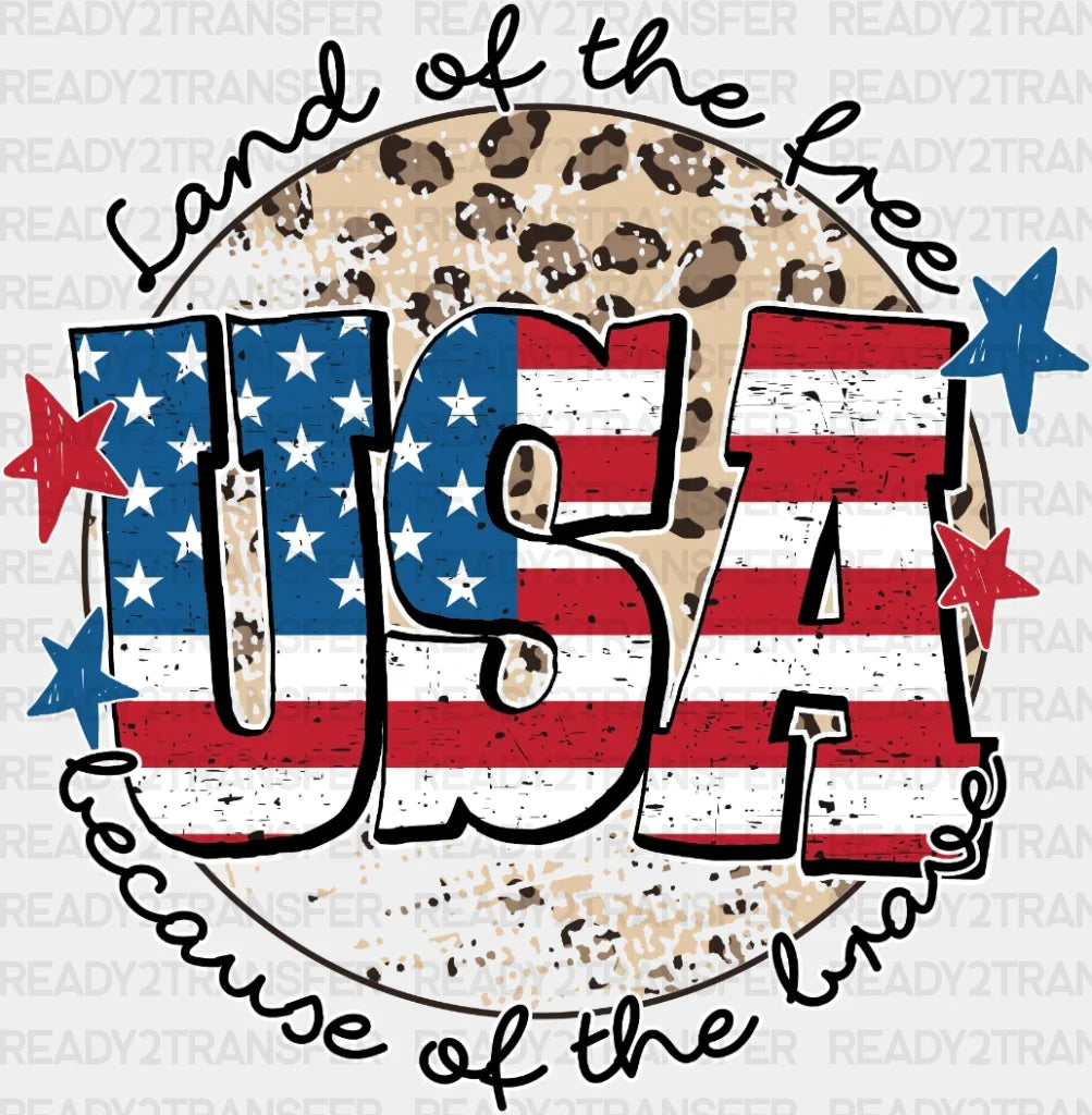 Land Of The Free Leopard 4Th July Dtf Heat Transfer Independence Day Design Fourth