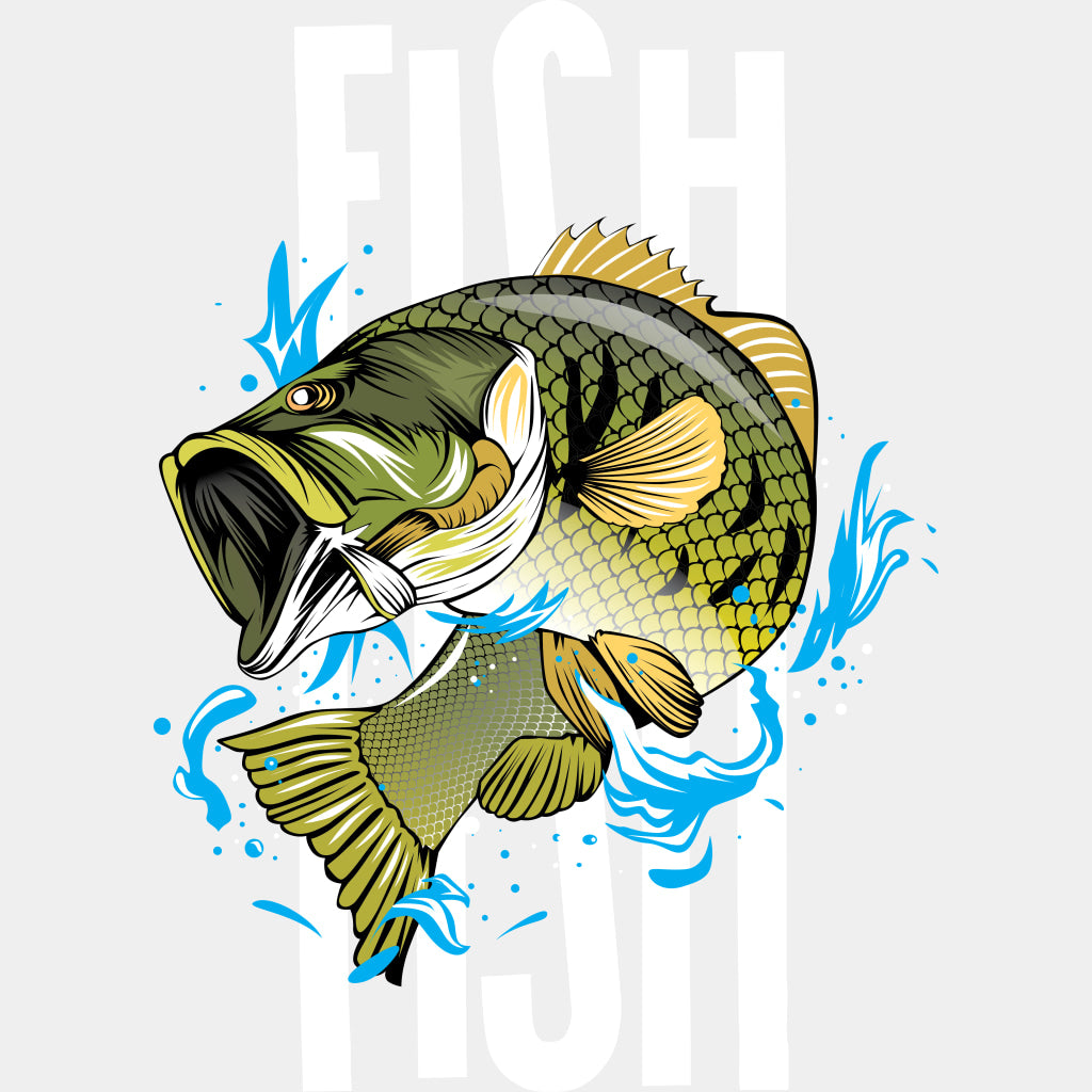 Largemouth Bass, B&W - Fishing DTF Transfers ready2transfer Light Color Design (See Imaging)