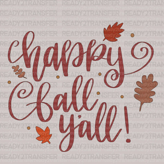 Leaf Happy Fall Y'all DTF Transfer ready2transfer Pink