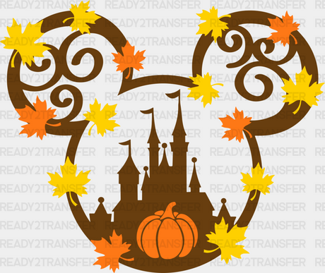 Leaves Mickey And Minnie Design - Fall Dtf Transfer Adult Unisex S & M (10’’) / (See Imaging)