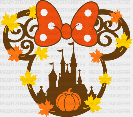 Leaves Mickey And Minnie Design - Fall Dtf Transfer Adult Unisex S & M (10’’) / (See Imaging)