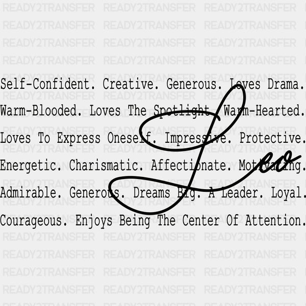 Leo B&W - Zodiacs & Horoscopes DTF Transfers